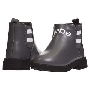 BEBE TODDLER GIRLS GREY STRIPED ANKLE‎ BOOTS